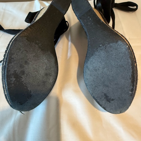 Gucci Black Suede Espadrille Wedge Sandals with Ankle Wrap Ties - Picture 7 of 8